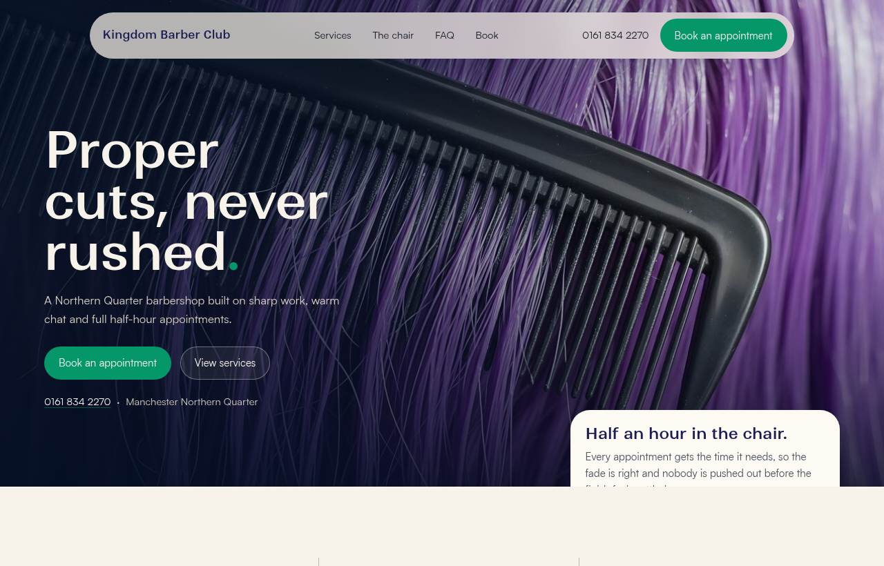 Kingdom Barber Club website design