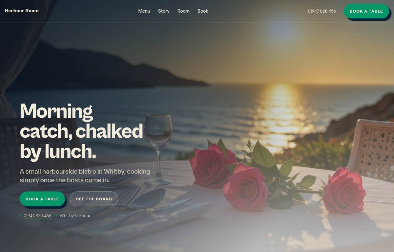 The Harbour Room website design