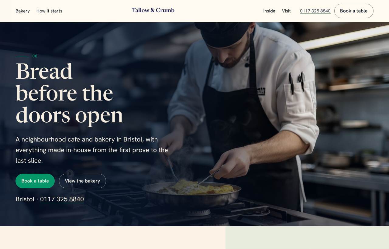 Tallow & Crumb website design