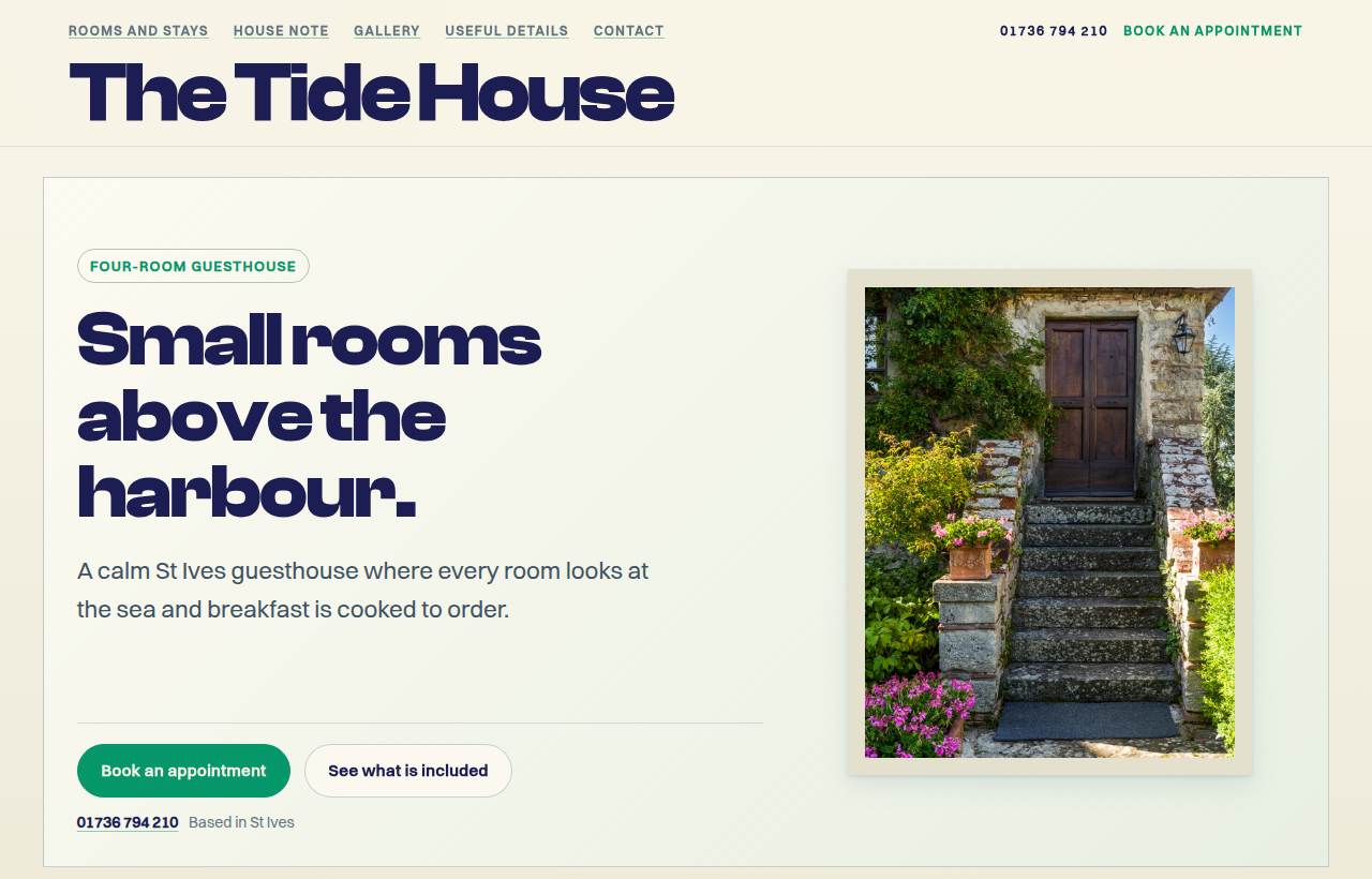 The Tide House website design